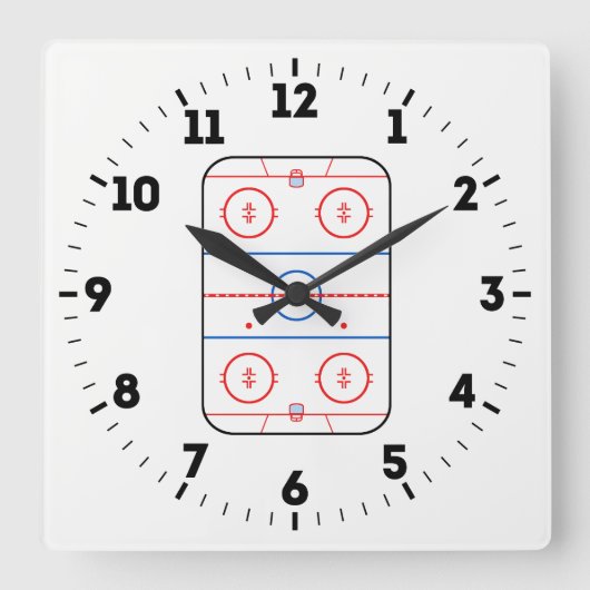 Horloge Carrée Décor de match de hockey de diagramme de patinoire (Recto)