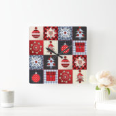 Horloge Carrée Décor de Noël (Maison)