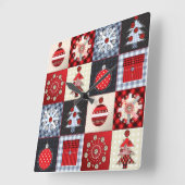 Horloge Carrée Décor de Noël (Angle)