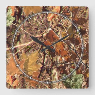 Horloge Carrée Décor de peinture de camouflage de nature de