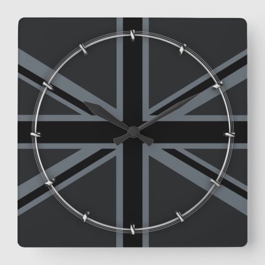 Horloge Carrée Décor design pour drapeau Union Jack noir (Recto)