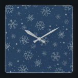 Horloge Carrée Décor design Vintage Christmas Blue Snowflake<br><div class="desc">This is a beautiful Vintage Blue Green Yellow Colorov Stripe Design Rustic Country Tuscan Style Wooden Decorative square wall clock. It is a perfect addition to your kitchen, bathroom, menacom, family room or business. This clock veut add charm to any room in your home. This vintage wall clock can be...</div>