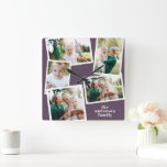 Horloge Carrée Décor familial moderne violet multi photo<br><div class="desc">Moderne violet simple contemporain élégant multi photo décoration familiale horloge. Idéal anniversaire,  Noël,  anniversaire,  Fête des mères,  fête des pères,  nouvelle maison,  cadeau mariage.</div>