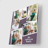 Horloge Carrée Décor familial moderne violet multi photo (Angle)