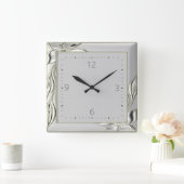 Horloge Carrée Décor gris élégant Art Déco (Maison)