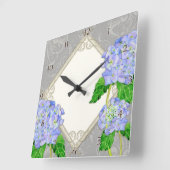 Horloge Carrée Décor maison Diamond Swirl Etchings Blue Hydrangea (Angle)
