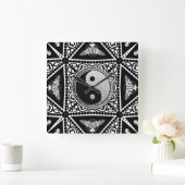 Horloge Carrée Décor noir+blanc YinYang Équilibrer votre temps (Maison)