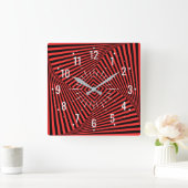 Horloge Carrée Décor rouge et noir inhabituel - Géométrique (Maison)