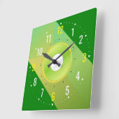 Horloge Carrée Décor Unique & Traditionnel - Vert Moderne (Angle)