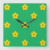 Horloge Carrée Décor vert Bold Y2K Fleur sauvage vibrant (Recto)