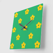 Horloge Carrée Décor vert Bold Y2K Fleur sauvage vibrant (Angle)