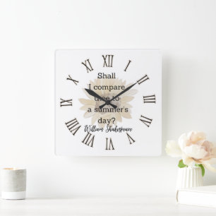 Horloge Carrée Décoration de maison de citation d'été de Shakespe