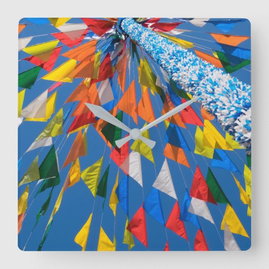 Horloge Carrée Décoration du drapeau triangulaire (Recto)