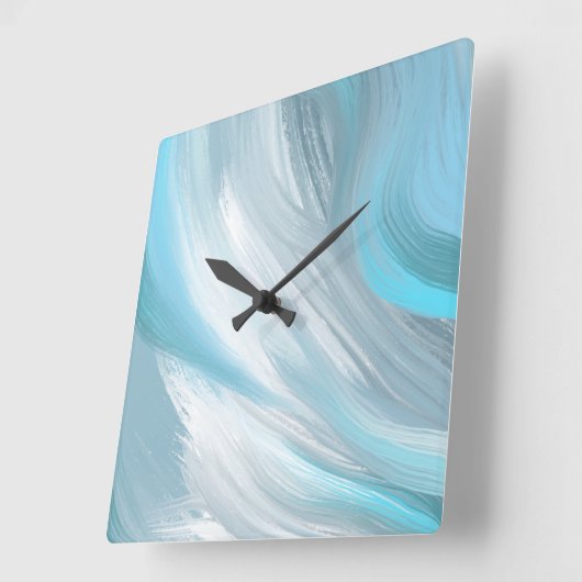 Horloge Carrée décoration moderne et moche bleue (Angle)