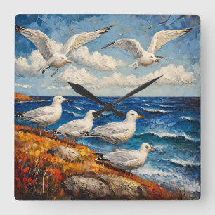 Horloge Carrée Décoration murale de style nautique représentant u