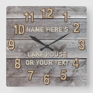 Horloge Carrée Décoration personnalisée de maison de lac rustique