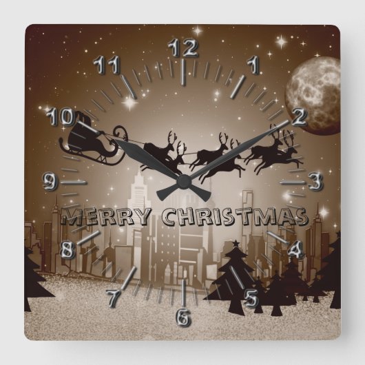 Horloge Carrée Décorations de Noël (Recto)