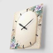Horloge Carrée Decorative Floral Frame with Pearls Wall Clock (Angle)