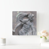 Horloge Carrée Découpage en pierre de guerrier aztèque (Maison)