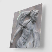 Horloge Carrée Découpage en pierre de guerrier aztèque (Angle)