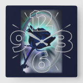 Horloge Carrée Deep blue rose (Recto)