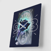 Horloge Carrée Deep blue rose (Angle)