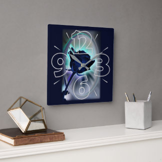 Horloge Carrée Deep blue rose