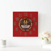Horloge Carrée Deep Red Photo et Personalized Basketball Clock (Maison)