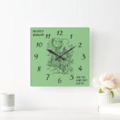 Horloge Carrée Deer & Buck Respectez la faune et la nature (Maison)