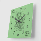 Horloge Carrée Deer & Buck Respectez la faune et la nature (Angle)