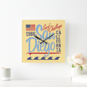 Horloge Carrée Défi 1986 de surf de San Diego (Maison)