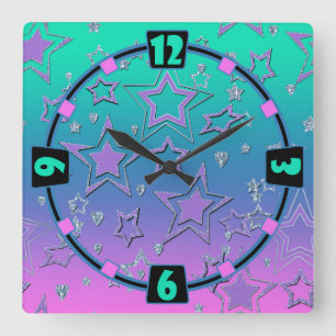 Horloge Carrée Dégradé de Noël parties scintillant brillant confe