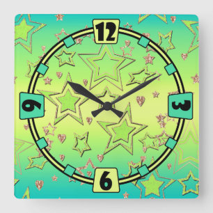 Horloge Carrée Dégradé de Noël parties scintillant brillant confe
