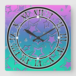Horloge Carrée Dégradé de Noël parties scintillant brillant confe
