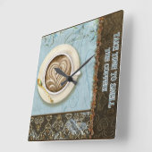 Horloge Carrée Deja Brew Coffee Java Cappuccino Cup Clock (Angle)