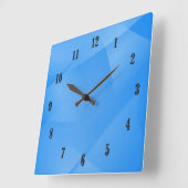 Horloge Carrée Délicat Pliages Bleus avec numéros noirs (Angle)