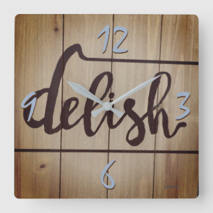 Horloge Carrée Delish Kitchen Graphics Photographie Rustique Brow