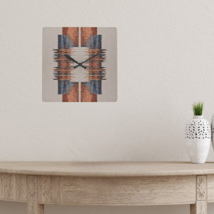 Horloge Carrée Denim et rouille taupe moderne