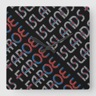 Horloge Carrée Denmark Flag Colors Typografy