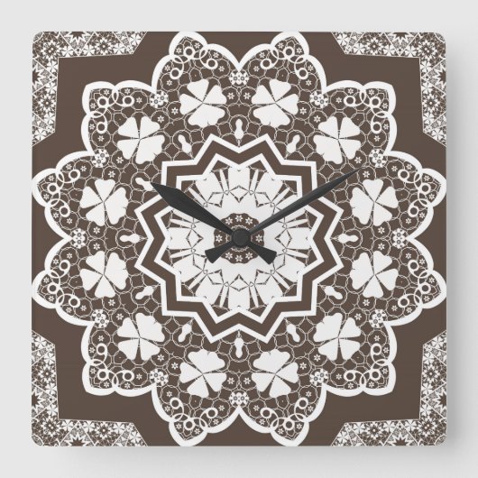 Horloge Carrée Dentelle blanche (Recto)