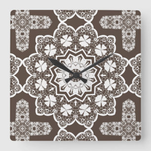 Horloge Carrée Dentelle blanche
