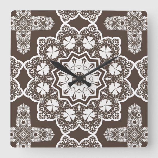 Horloge Carrée Dentelle blanche (Recto)