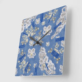 Horloge Carrée Dentelles et perles texturées Denim (Angle)