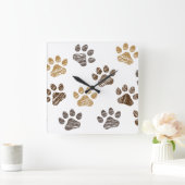 Horloge Carrée Des chiens, des chiennes de chat. Chien, chaton. (Maison)