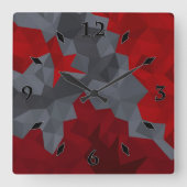Horloge Carrée Des triangles gris, rouges disposés aléatoirement. (Recto)