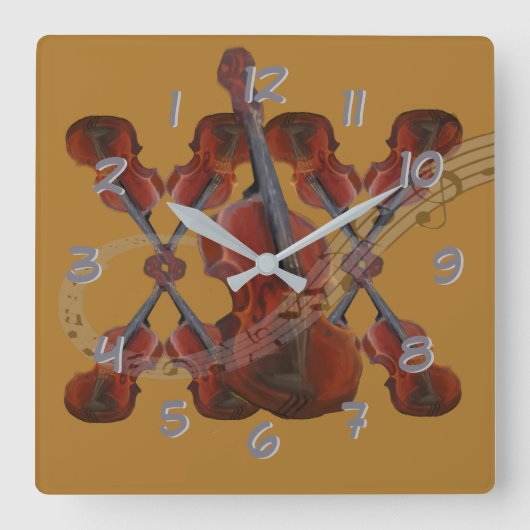 Horloge Carrée Des violons - tournez de retour le temps (Recto)