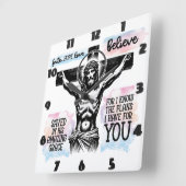 Horloge Carrée Description complexe de Jésus sur la croix (Angle)