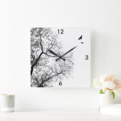 Horloge Carrée Design 24 Trees and Crow Raven Birds (Maison)