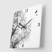 Horloge Carrée Design 24 Trees and Crow Raven Birds (Angle)