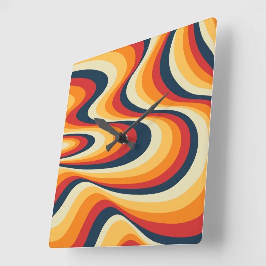 Horloge Carrée Design abstrait et coloré (Angle)